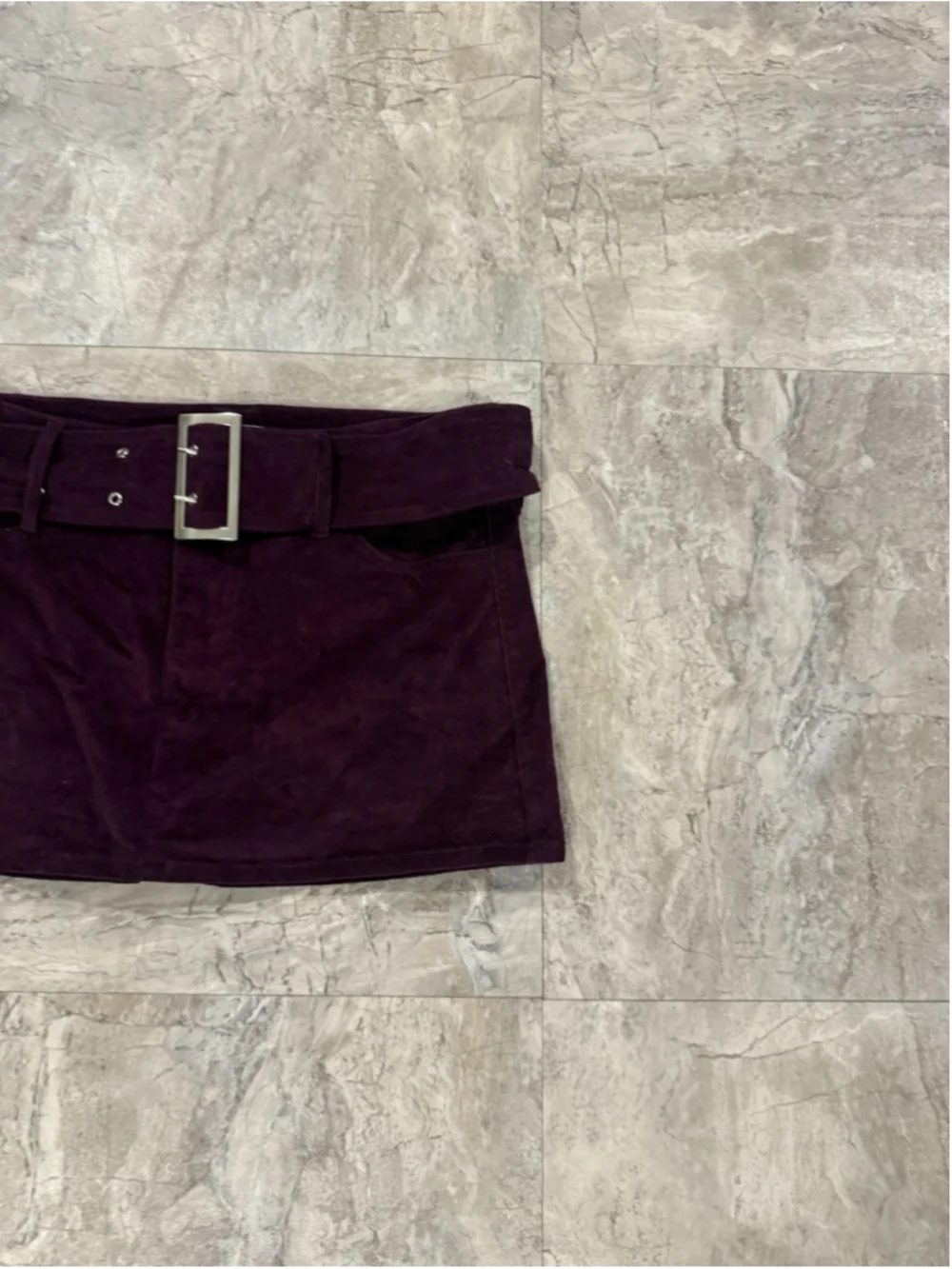 NWT Garage Deep Purple Low Rise Corduroy Big Belt Mini Skirt Size M Y2K